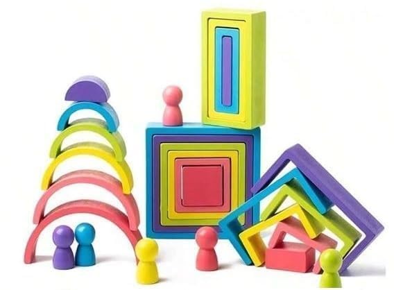 Wooden Rainbow Stacking Blocks